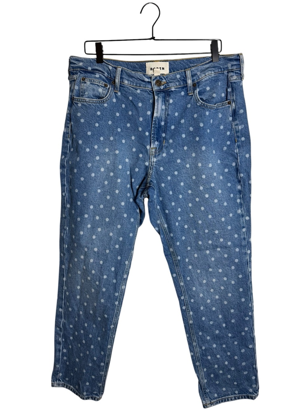 Boden Girlfriend Polka Dot High-Rise Mid-Wash Blue Jeans 31P